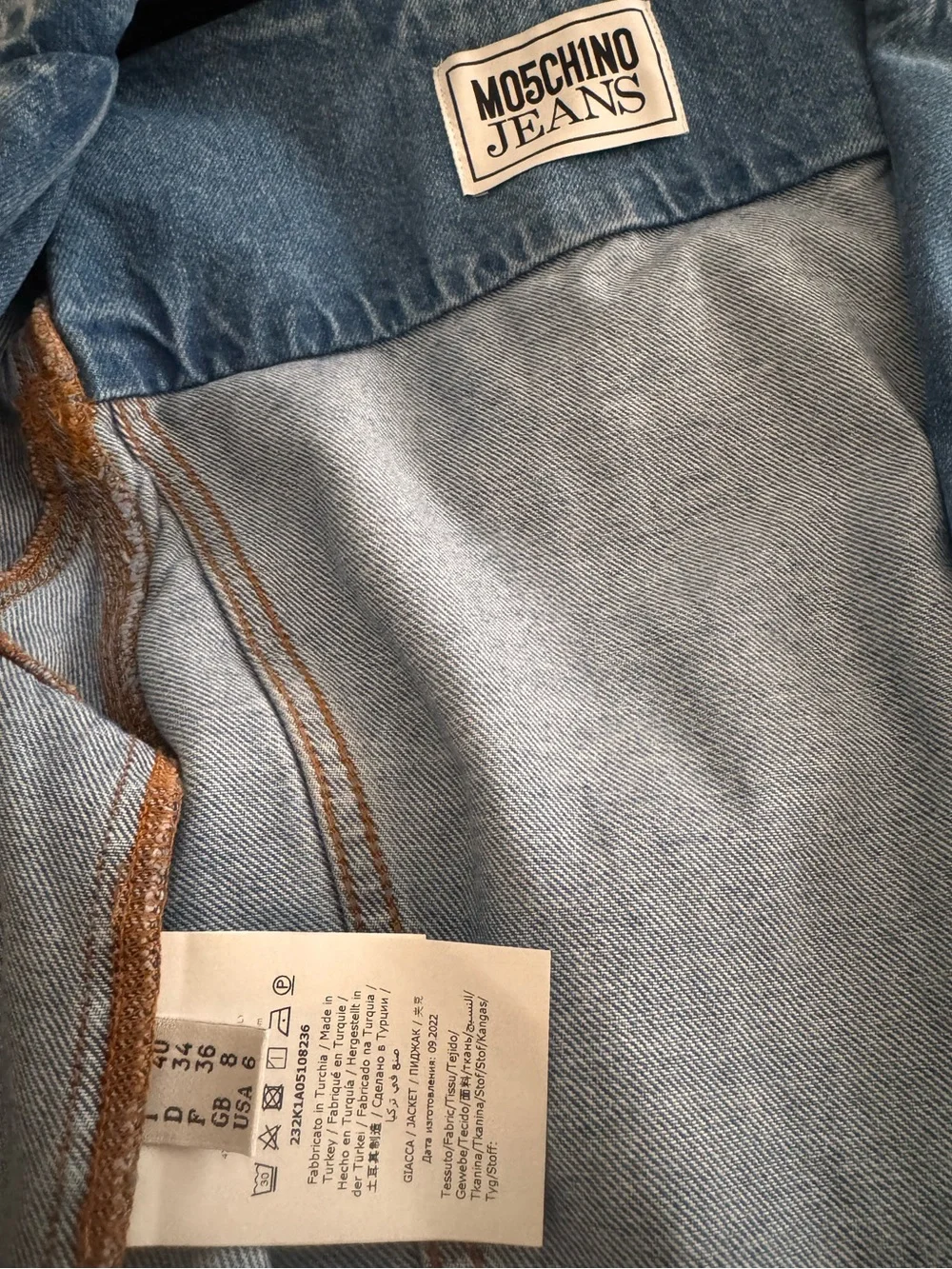 Moschino Light Blue Fishtail Denim Jacket
